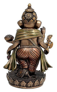 Rear view Lord Ganesha resin statue with gold draped garment and raised hands