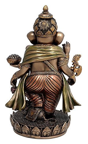 Resin Lord Ganesha in Cold Cast Bonded Bronze Height 8 Inches (Multicolour) Study Setting