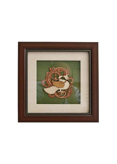 Wooden art work frame wall decor, 8x8 in, paisley print in brown frame