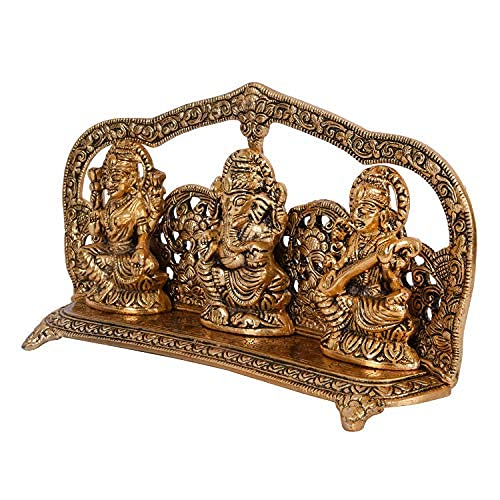 Maa Lakshmi with Maa Saraswati Idol Sculpture - (Aluminium, Height 4.5")