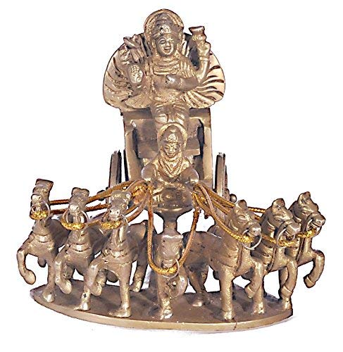 Brass Surya Dev Rath Idol Height: 6 inches Mandir Setting