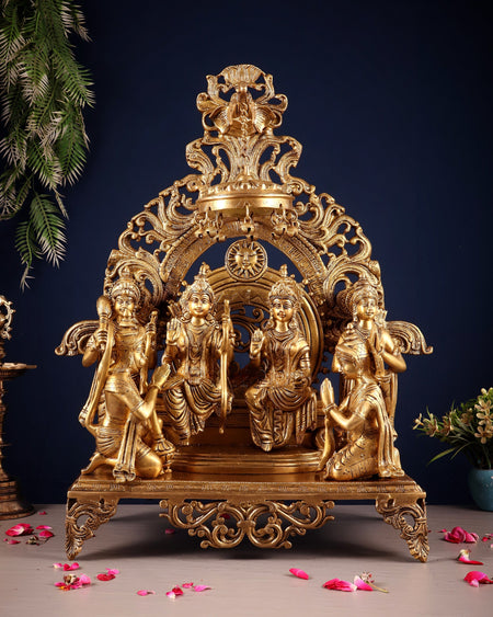 Brass Ram Darbar with beautiful frame (Height: 23 Inches)