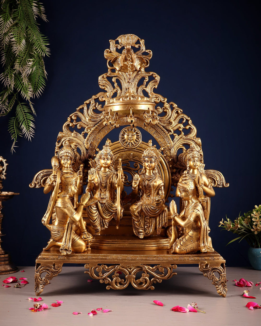 Brass Ram Darbar with beautiful frame (Height: 23 Inches)