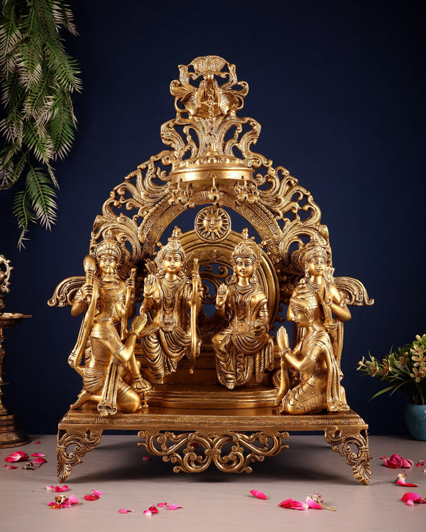 Brass Ram Darbar with beautiful frame (Height: 23 Inches)