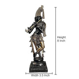 Krishna Murti Messing-Idol, ca. 8 in Höhe, 3.5 in Breite, schwarz-gold