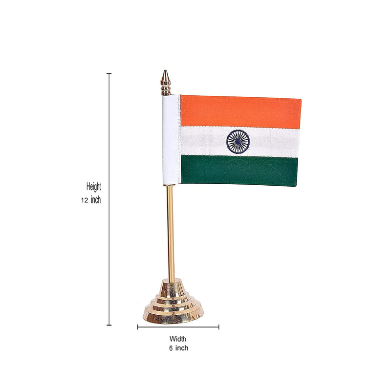 Brass Indian Flag Table Top (Height: 14 Inches)