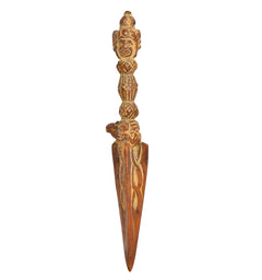 Aufrechter Furba-Phurba Anhänger mit goldbraunem Relief, 5" Höhe