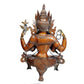 India Brass Sitting Goddess Tara with Four Hands 96.52cm X 53.34cm - Copper Orange Finish