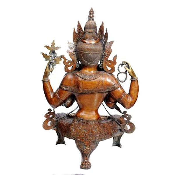 Brass Goddess Tara with Four Hands (Height: 38 inches) Study Setting