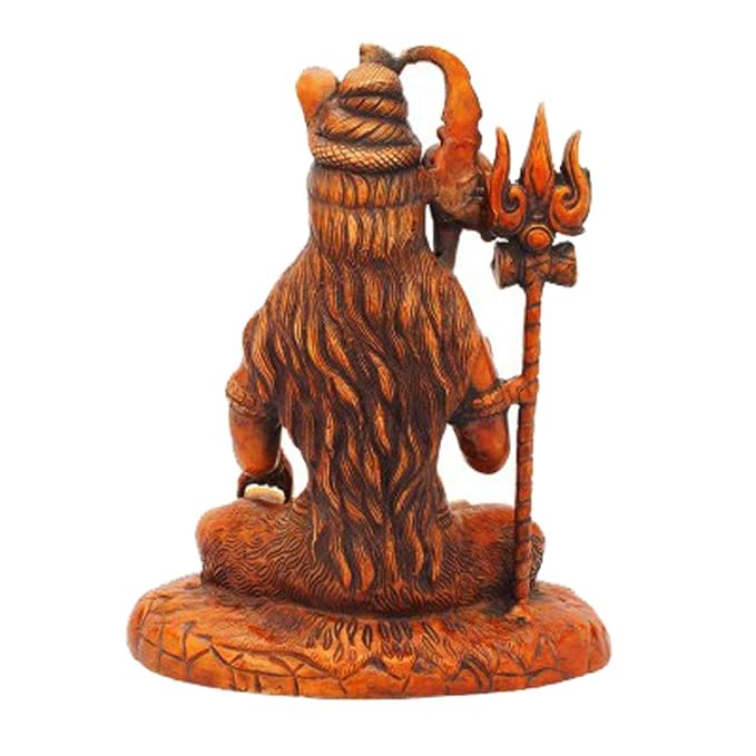 Brass Sitting Lord Shiva 25.4cm X 22.86cm - Copper Red Finish Craft Detail