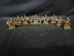 Astha Lakshmi Devi idols, gold tone, row of eight seated figures