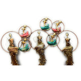 Iron wall art musicians with backlit LED circles, gold brass figures