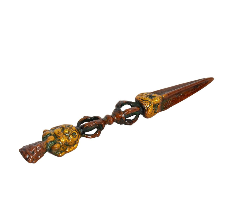 Brass Tibetan Handmade Dorje Vajra Furba Phurpa Dagger Adjustable Pendants (Height: 8 inch) (Multicolor)