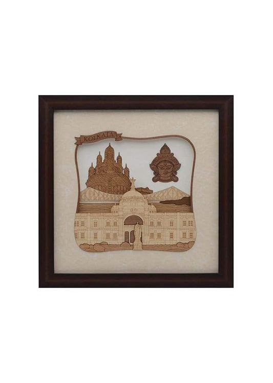 Wooden Art Work Kolkata Frame Wall Decor 8 x 8 Inch