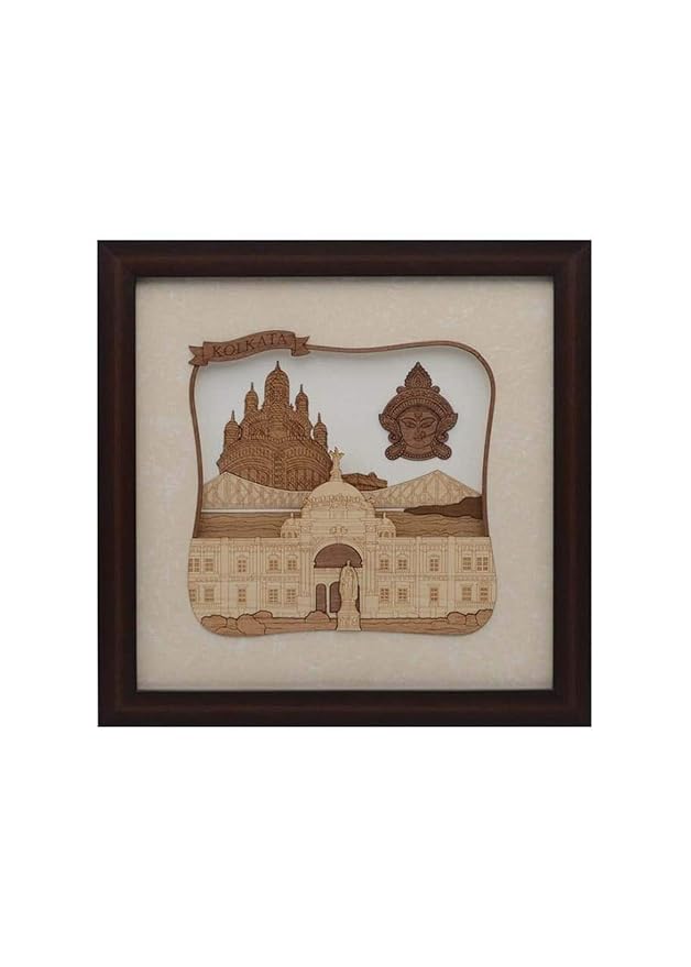 Wooden Art Work Kolkata Frame Wall Decor 8 x 8 Inch