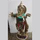 Brass Lord Krishna Idol Krishna Religious Statue with Inlay Work Height 20 Inch