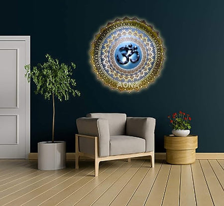 Iron OM Wiser Wrought Wall Hanging with LED Light (Height: 32 Inches)