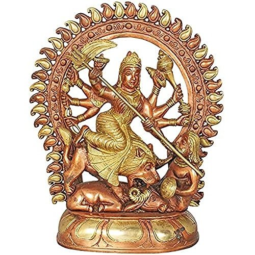 Image Brass Mahisasuram Mardini Goddess Durga Height 12 Inches