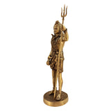 Brass Shankar Bhagwan standing idol, angled view holding trident up