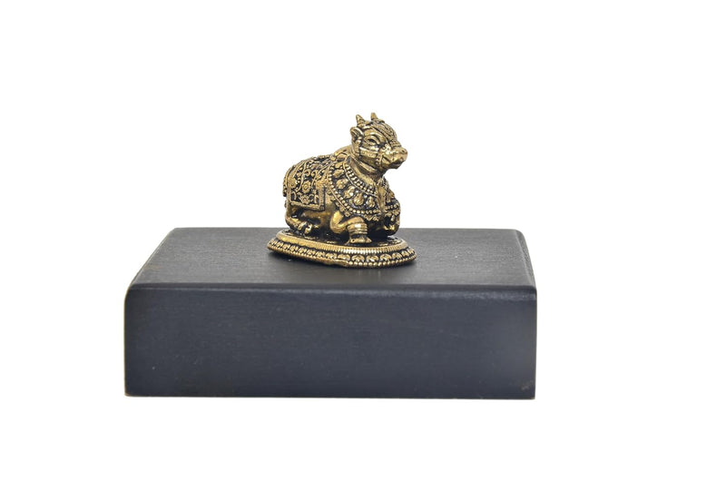 Superfine Brass Shiva Nandi Idol – Lord Shiva Seated with Nandi Bull for Home Décor, Mandir, Pooja & Car Dashboard (Height : 1 Inches)