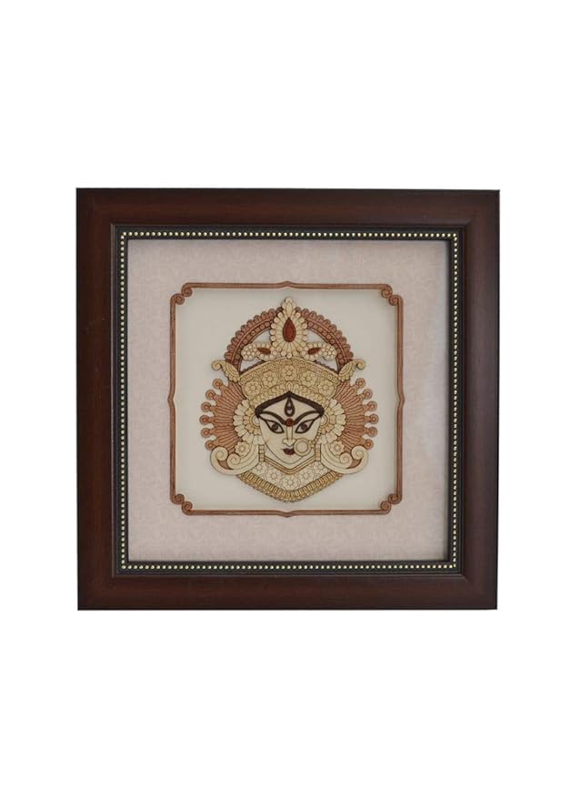 Wooden Art Work Maa Durga Frame Wall Decor 8 x 8 Inch