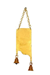Gold Ganesh wall hanging bell back panel with two hanging brass bells