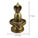 Lord Shiva Lingam sculpture, 3 in height; 2.5 in base, gold-tone with trident