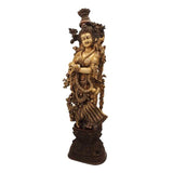 Radha Rani brass idol with detailed jewelry and draped garment, 29 in
