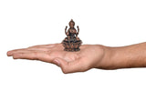Copper Lakshmi statue in hand, seated lotus idol, small 2-inch size for mandir decor