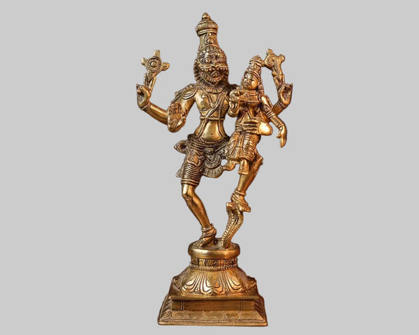 Brass Lakshmi Narasimha Murti – Symbol of Protection & Prosperity (Height: 11.5 Inches)