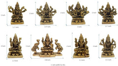 Astha Lakshmi Devi idols with size labels; 2 inch height shown, gold tone