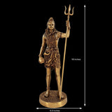 Brass Shankar Bhagwan standing idol with trident; height 18 inches, base 5.5 inches