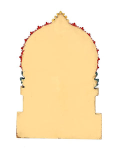 Back view of resin Durga idol, 10 inches, smooth unfinished surface with arched outline