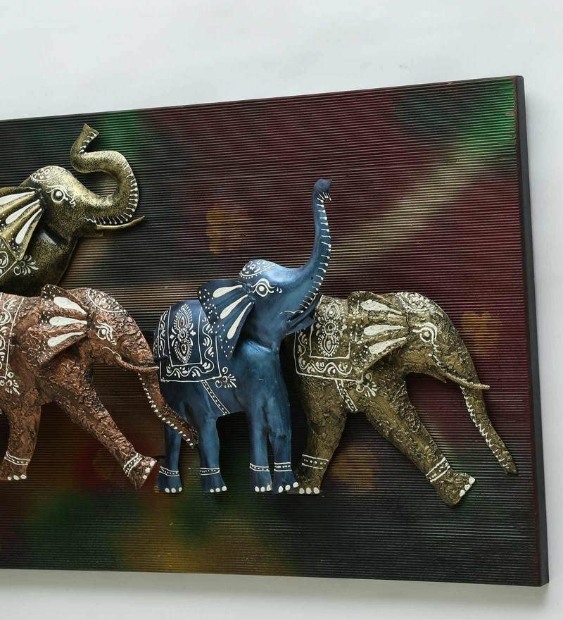 Iron 7 Running Elephant with LED Light Vastu (Height: 25 Inches)