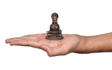 Annapurna copper mini idol held in hand, seated goddess figure with ornate crown