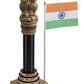 Decorative Wooden Ashoka Stambh Emblem with Flag India Ashok Chakra Pillar Memento Sculpture Home Office Desk Artwork Showpiece(7 Inches)