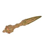 Multicolored brass furba dagger pendant, wide blade tip and detailed headpiece