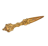 Brass furba dagger pendant, ringed grip, pointed blade, filigree with multicolor inlay