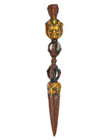 Multicolor Furba Phurpa-Anhänger mit stilisiertem Kopf und Dolchspitze, hochkant