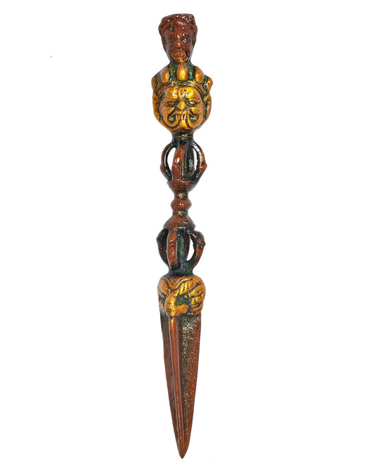 Brass Tibetan Handmade Dorje Vajra Furba Phurpa Dagger Adjustable Pendants (Height: 8 inch) (Multicolor)