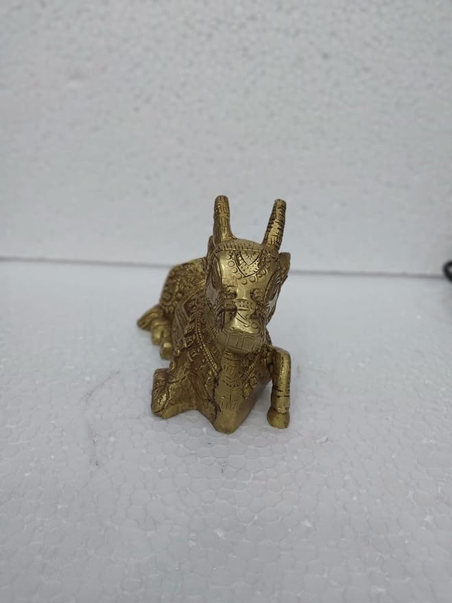 Brass Shiva Nandi Idol Statue Shiv Vehicle | Height : 4.25 inches Craft Detail