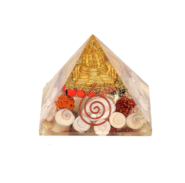 Gomti Chakra Orgonite Pyramid Feng Shui showpiece (Height 2 Inch) Study Setting