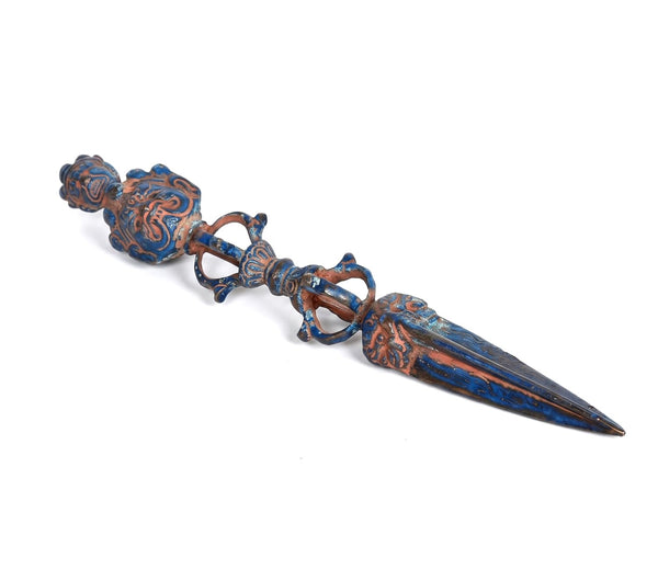 Brass Tibetan Handmade Dorje Vajra Phurba (Phurpa) Dagger Adjustable Pendant (Height: 9 Inches) Entryway Setting