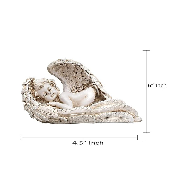 Resin Angle Girl Cupid Statue Showpiece Home Decor Kids Room Decor for Gift White Height 11 Inches