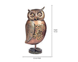 Iron owl decor figurine with height 14 in and width 6.5 in shown