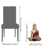 Brass Buddha-Idol mit Größenangaben, Bhumisparsha Mudra, rot-blau, Höhe 16in