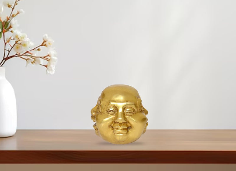 Brass Laughing Buddha Head with Different Facial Happy Man for Home Decor (Height 4 Inch)