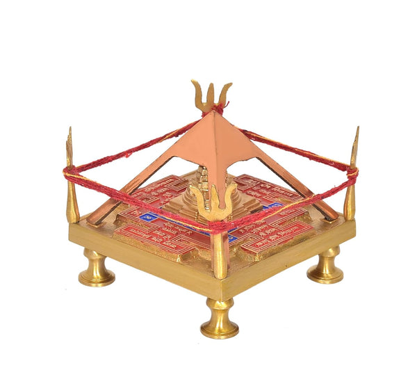 Brass Vastu Dosh Nivaran Chowki Shri Yantra Feng Shui (Height 4 Inch) Study Setting