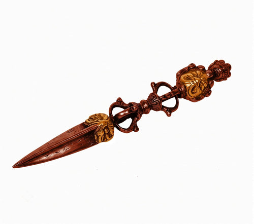 Brass Tibetan Handmade Dorje Vajra Phurba (Phurpa) Dagger Adjustable Pendant (Height: 9 Inches)