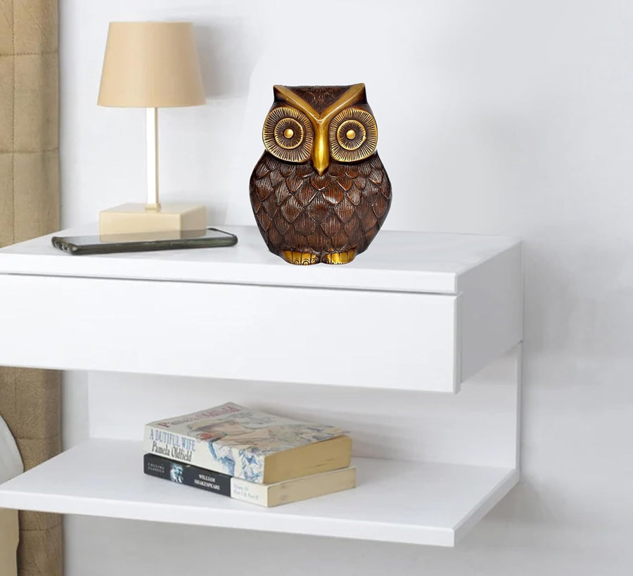 Brass Owl Bird Wall Hanging and Table Top (Height 7 Inch) Craft Detail